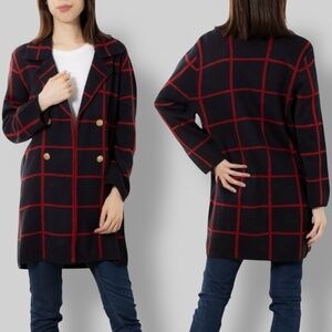 ANNE KLEIN Long Line Open Front Coatigan Cardigan Sweater Blazer Button Detail